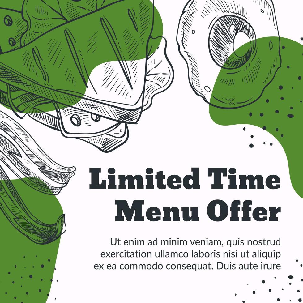 offre de menu à durée limitée, restaurant ou café vecteur