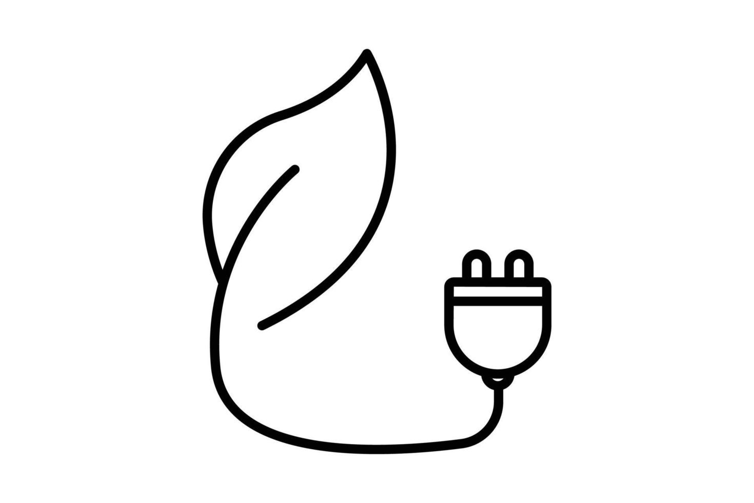 illustration d'icône d'énergie de biomasse. icône de feuille avec prises électriques. icône liée à l'écologie, aux énergies renouvelables. style d'icône de ligne. conception de vecteur simple modifiable