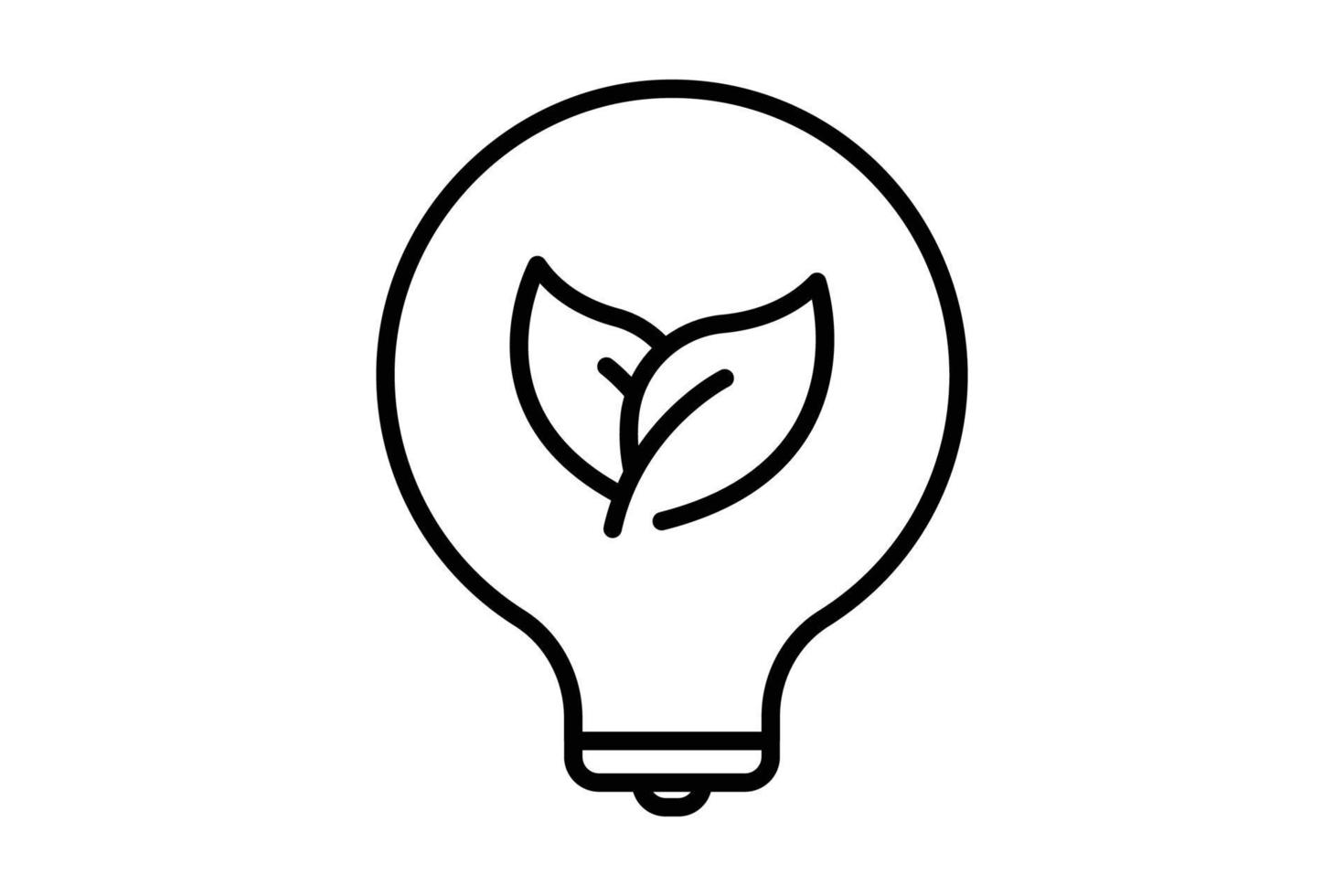 illustration d'icône d'électricité verte. icône d'ampoule avec feuille. icône liée à l'écologie, aux énergies renouvelables. style d'icône de ligne. conception de vecteur simple modifiable