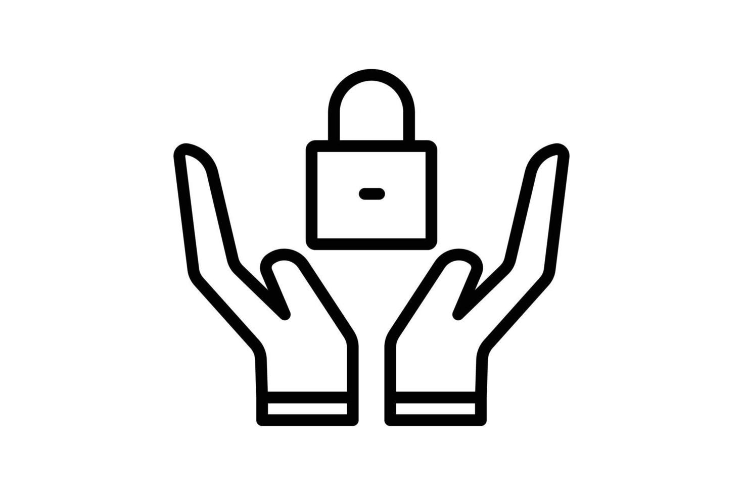 illustration d'icône de sécurité. icône de la main avec cadenas. icône liée à la protection. style d'icône de ligne. conception de vecteur simple modifiable