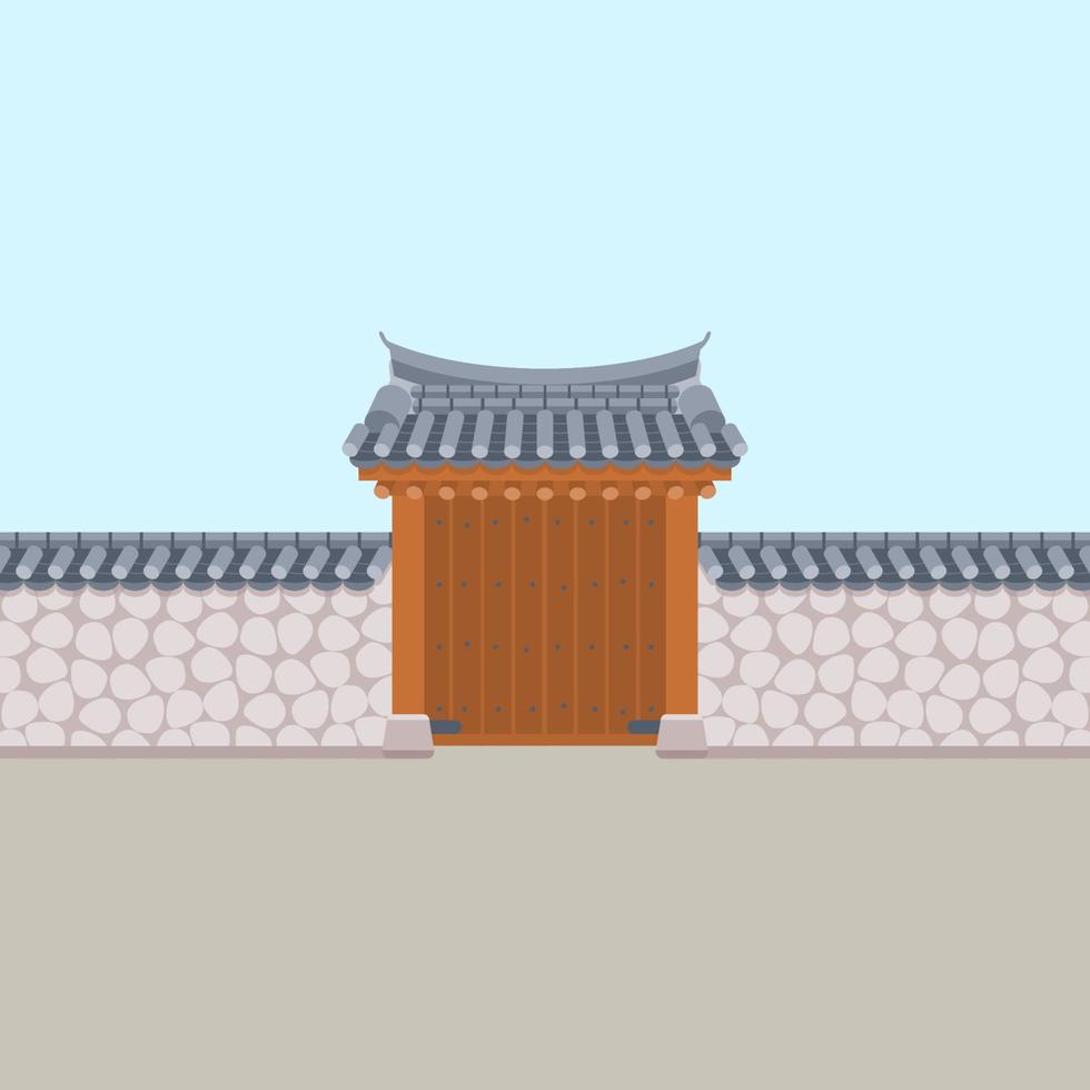 illustration vectorielle de bâtiment de porte hanok traditionnelle coréenne modifiable pour l'élément d'illustration de la conception liée à l'histoire et à la culture orientales vecteur