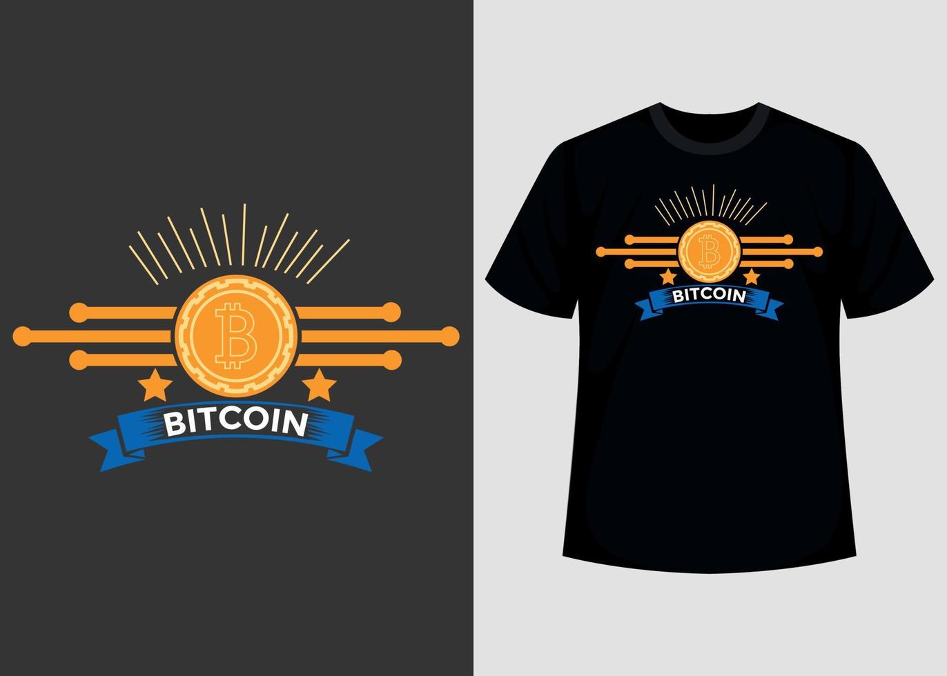 modèle de vecteur graphique de conception de t-shirt imprimable bitcoin crypto