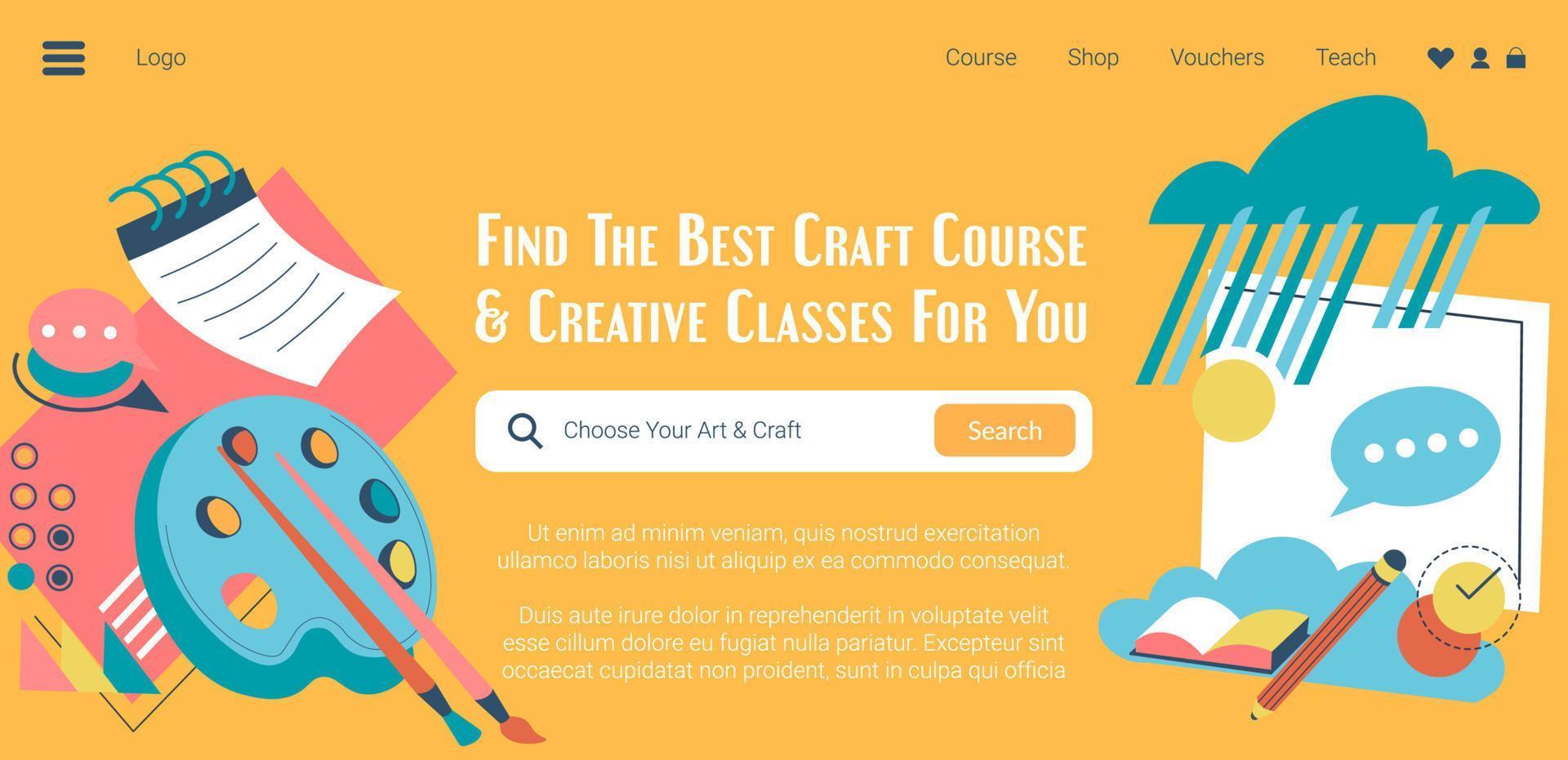trouver le meilleur cours d'artisanat et cours créatifs web vecteur