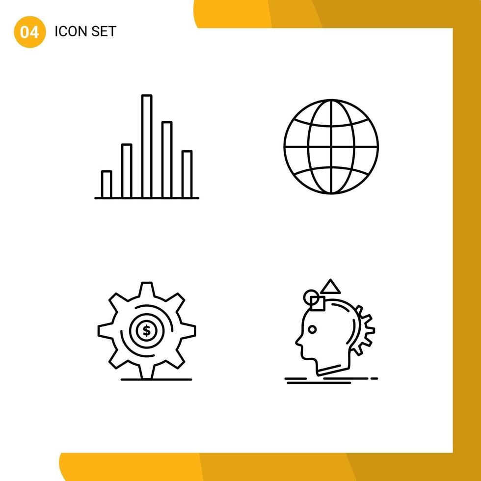 symboles d'icônes universels groupe de 4 couleurs plates de ligne de remplissage modernes d'éléments de conception vectoriels modifiables imaginatifs pour l'entreprise mondiale vecteur