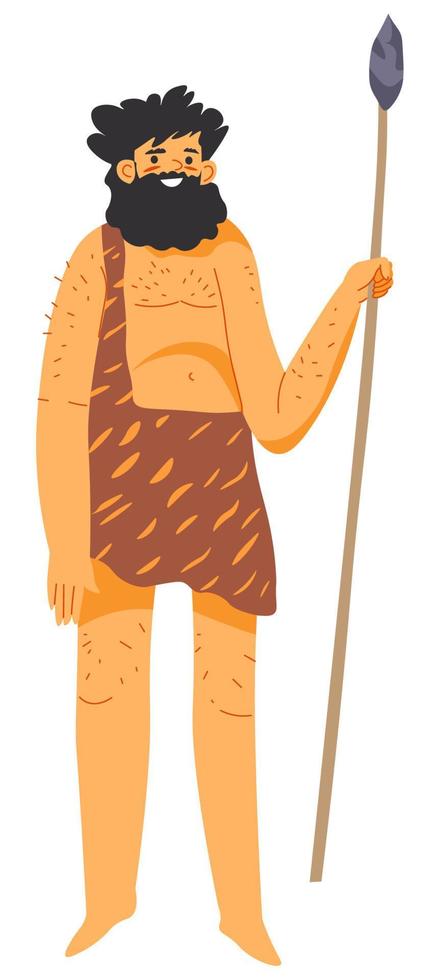 homme primitif, tribus primitives mâle avec lance vecteur