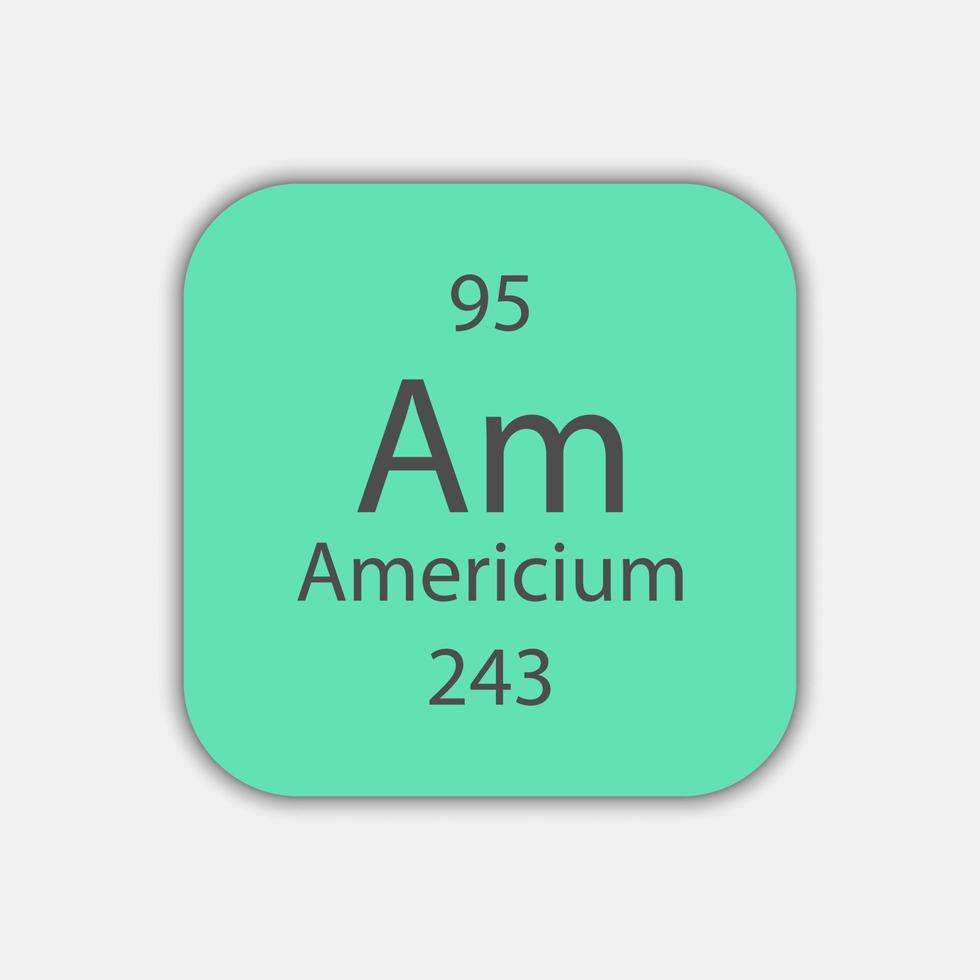 symbole de l'américium. élément chimique du tableau périodique. illustration vectorielle. vecteur