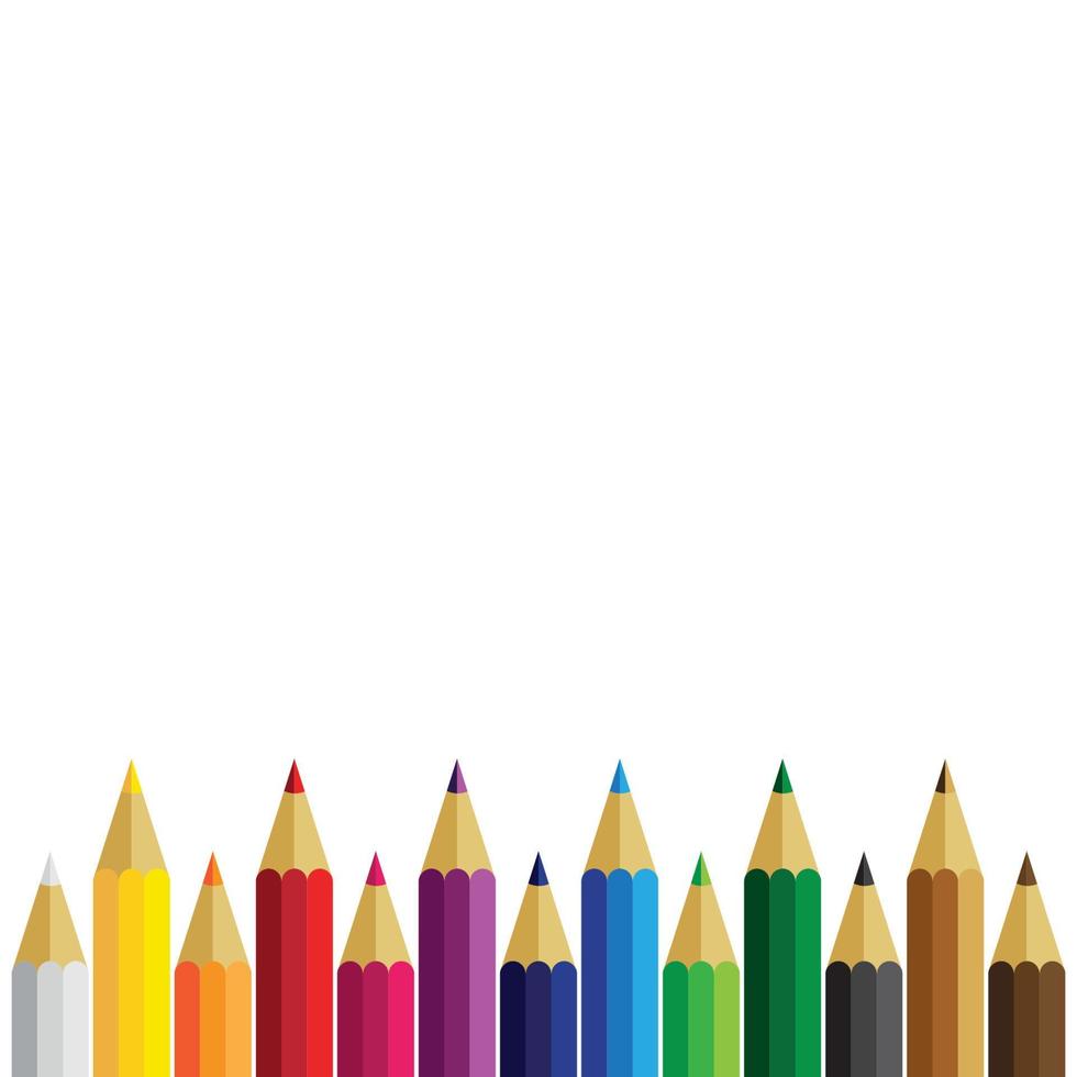 ensemble de crayons de couleur sur fond blanc vecteur