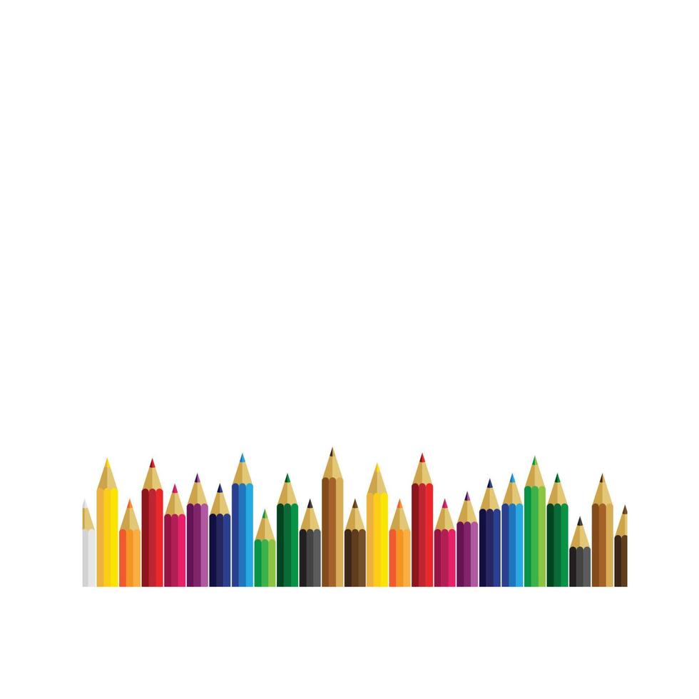 ensemble de crayons de couleur sur fond blanc vecteur