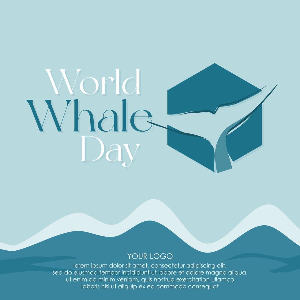 queue de baleine en forme d'hexagone pour la journée mondiale des baleines vecteur