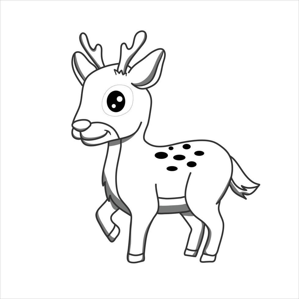 un joli dessin d'illustration d'art de cerf en vecteur pour un livre de coloriage pour enfants