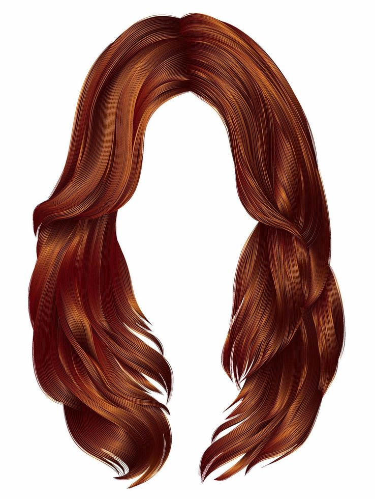 femme tendance cheveux longs couleurs gingembre rouge. mode beauté. graphique 3d réaliste vecteur