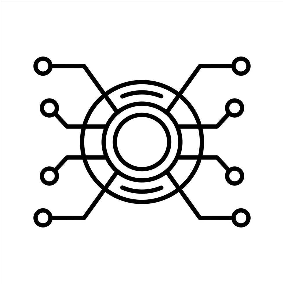 icône de contour de technologie de circuit de technologie vecteur