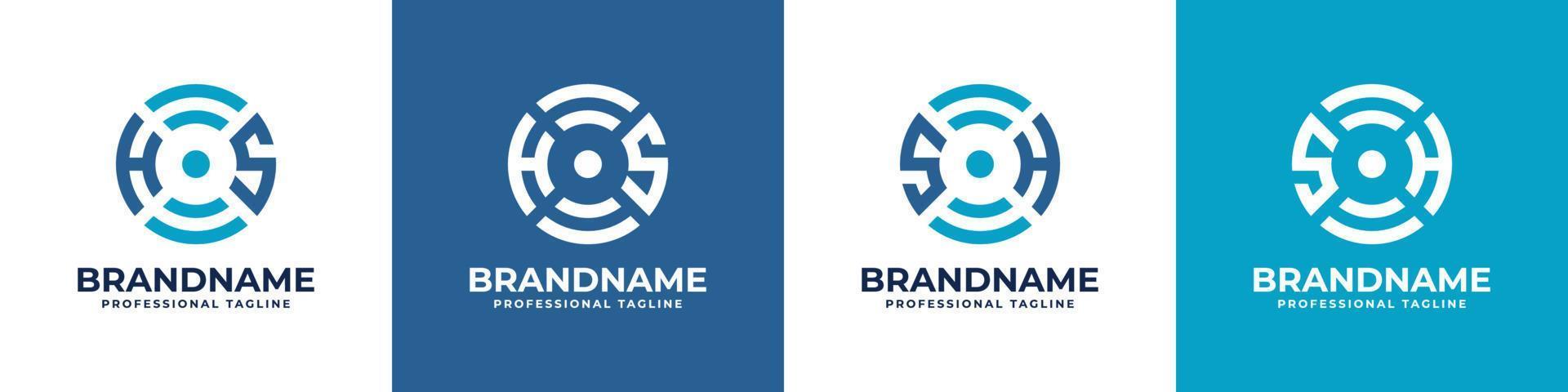 logo monogramme de technologie globale hs ou sh, adapté à toute entreprise avec des initiales hs ou sh. vecteur