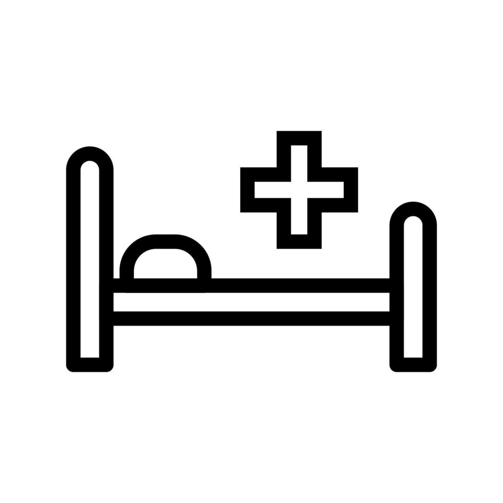 ligne d'icône de lit d'hôpital isolée sur fond blanc. icône noire plate mince sur le style de contour moderne. symbole linéaire et trait modifiable. illustration vectorielle de trait parfait simple et pixel vecteur