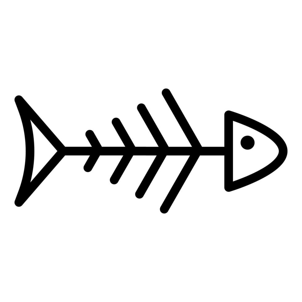 ligne d'icône de squelette de poisson isolée sur fond blanc. icône noire plate mince sur le style de contour moderne. symbole linéaire et trait modifiable. illustration vectorielle de trait parfait simple et pixel vecteur