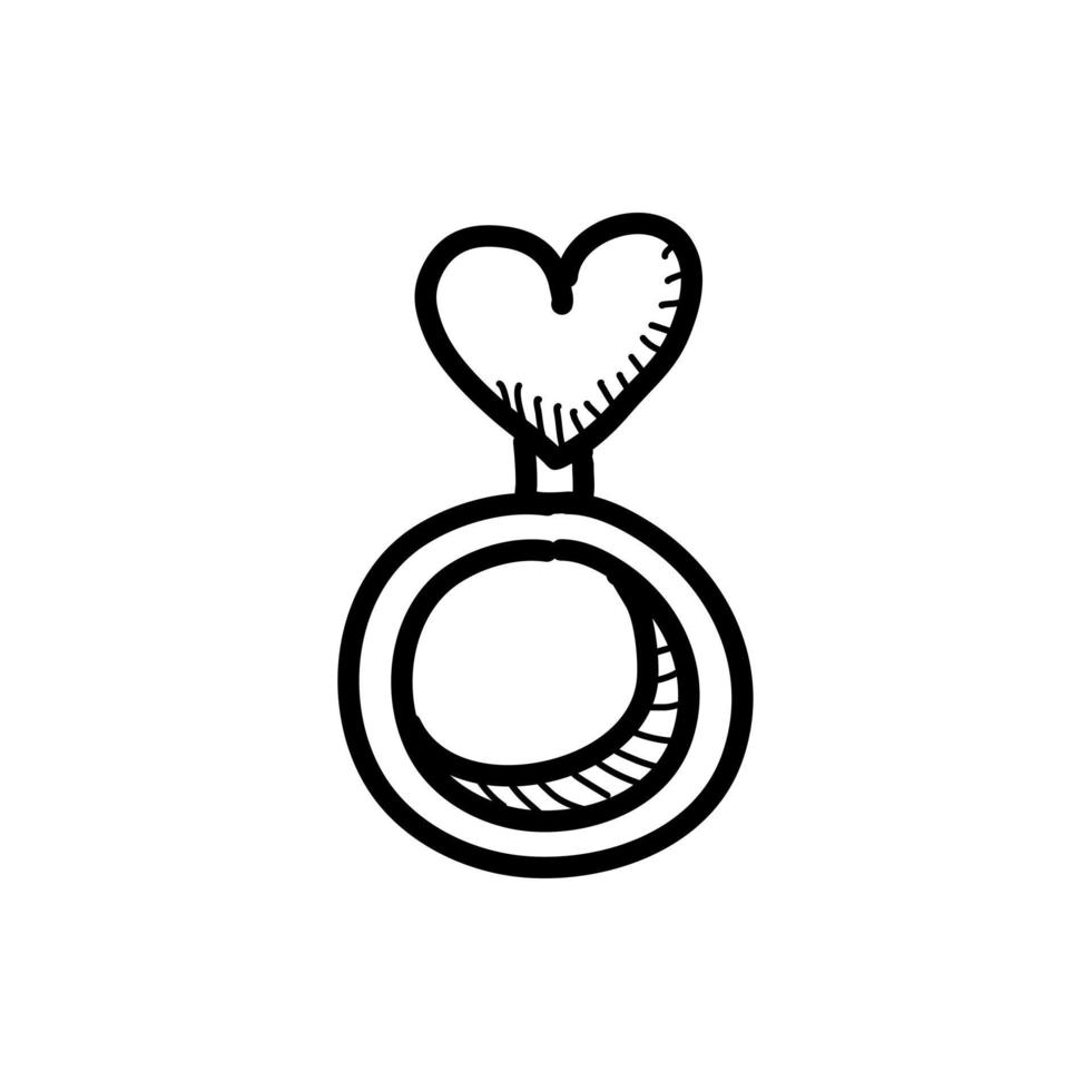 icône de bague de mariage avec style de dessin à la main vecteur
