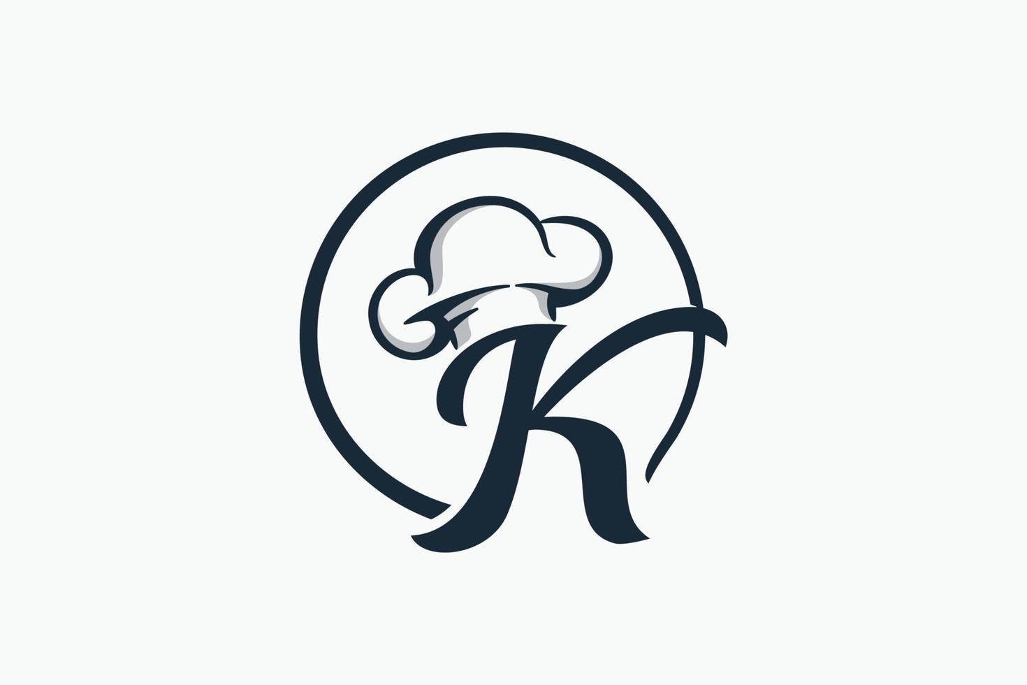 logo du chef avec une combinaison de la lettre k et du chapeau de chef pour toute entreprise, en particulier pour le restaurant, le café, la restauration, etc. vecteur