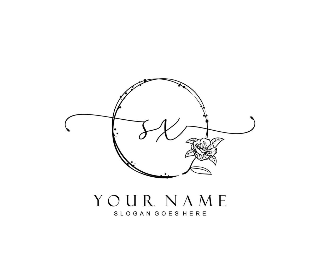 monogramme de beauté sx initial et création de logo élégante, logo manuscrit de la signature initiale, mariage, mode, floral et botanique avec modèle créatif. vecteur