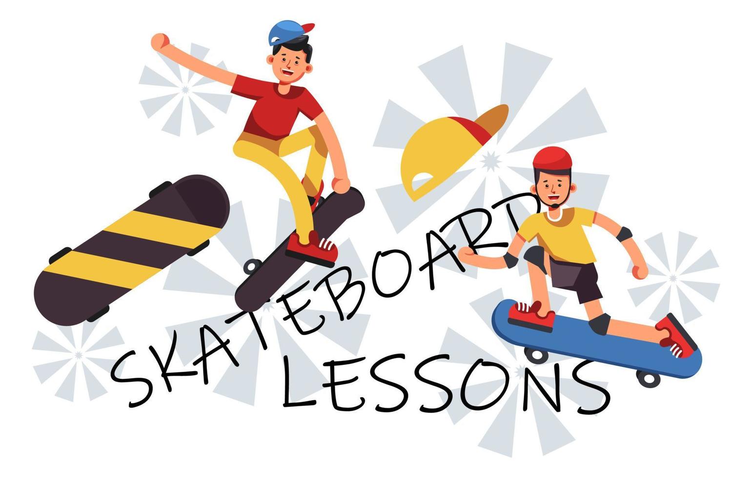 vecteur de cours de skateboard pour adolescents et adultes