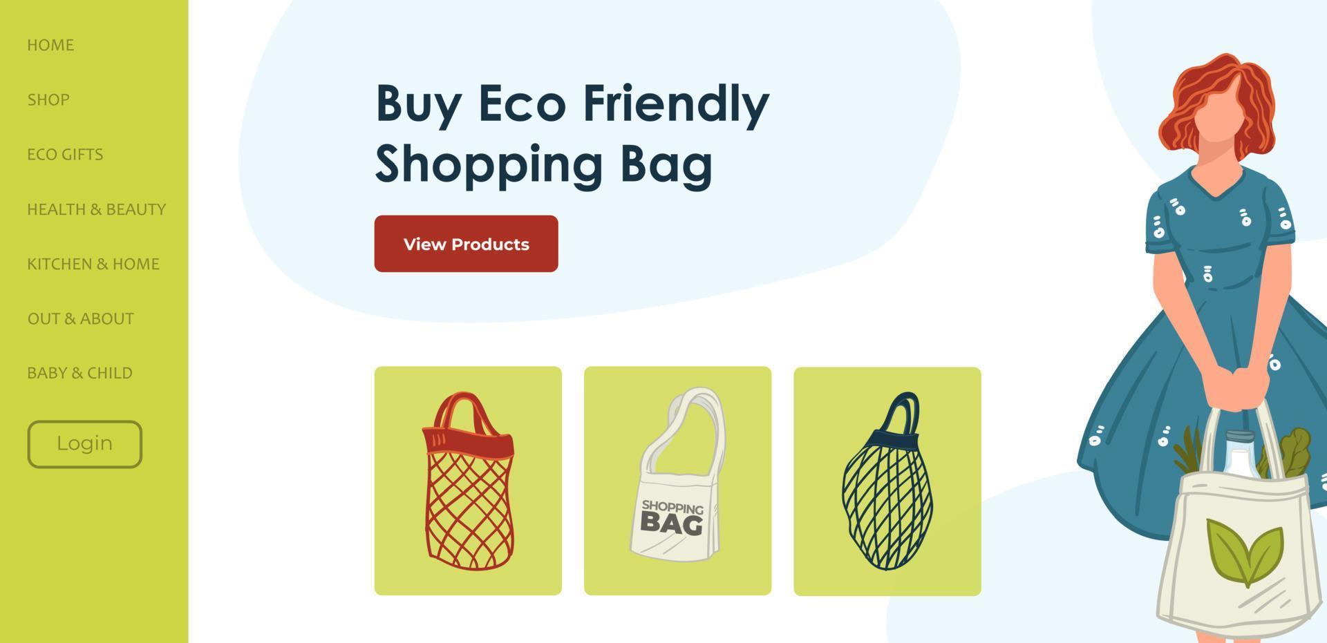 acheter sac shopping eco friendly, emballage textile vecteur