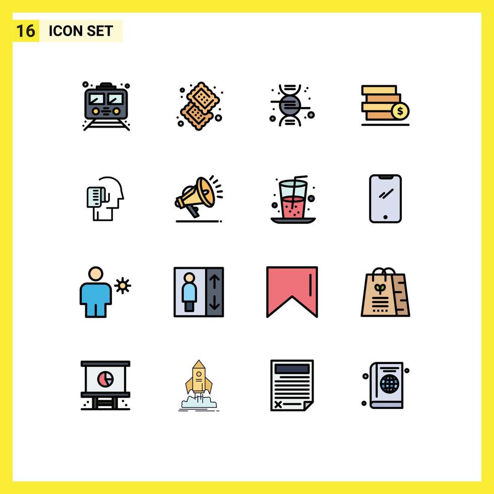 16 icônes créatives signes et symboles modernes de pile de nourriture dollar humain science éléments de conception vectoriels créatifs modifiables vecteur