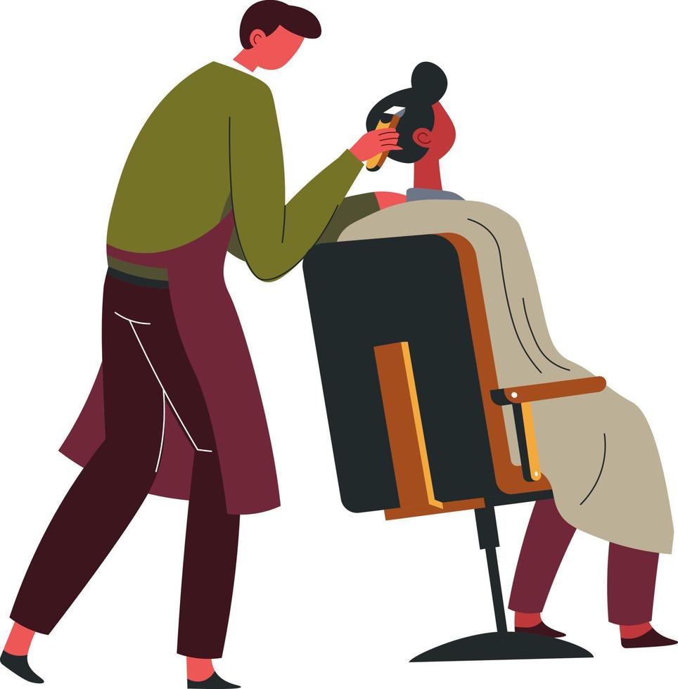 service de salon de coiffure, coiffeur professionnel au travail vecteur