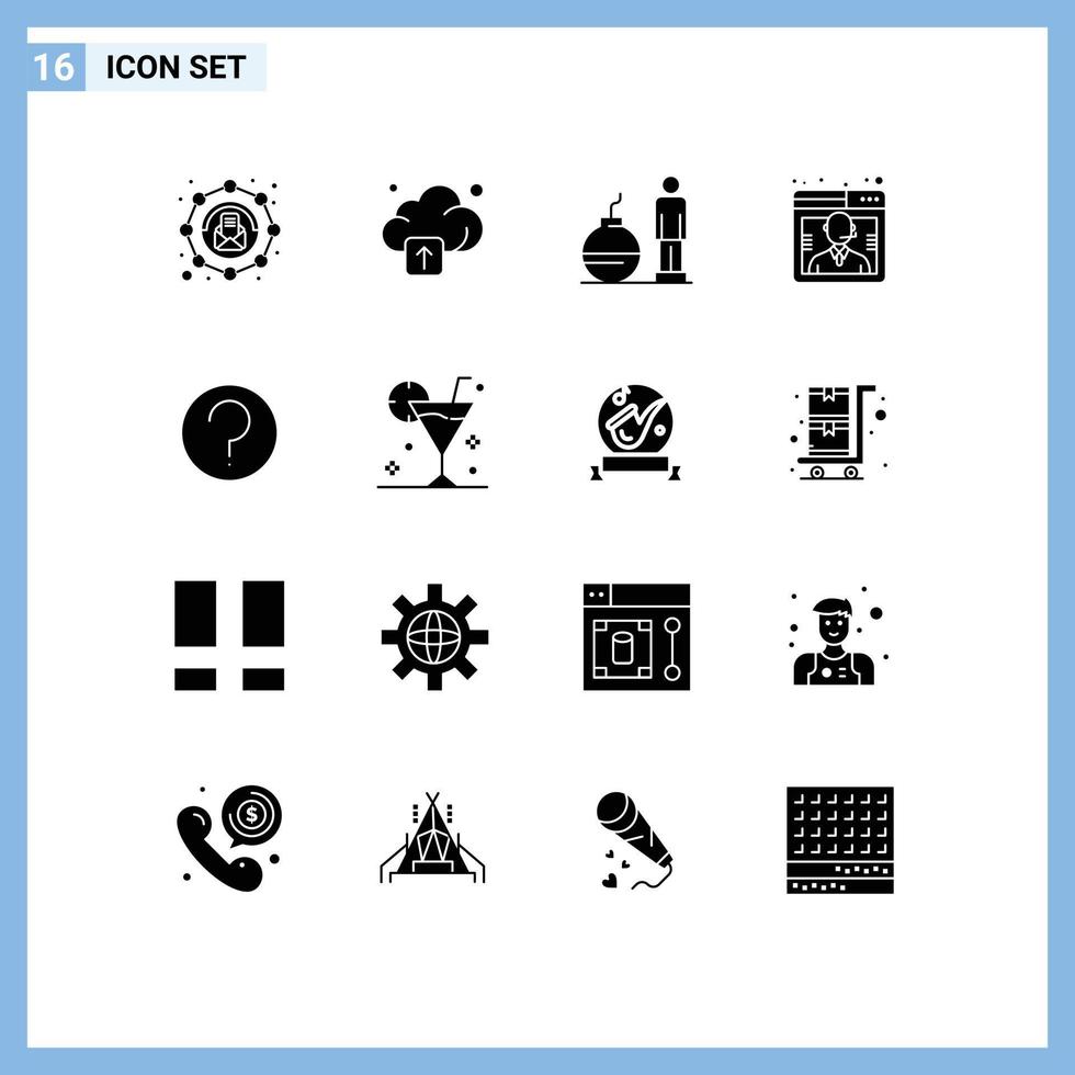 ensemble de 16 symboles d'icônes d'interface utilisateur modernes signes pour l'interface utilisateur support de dette de base éléments de conception vectoriels modifiables par le client vecteur
