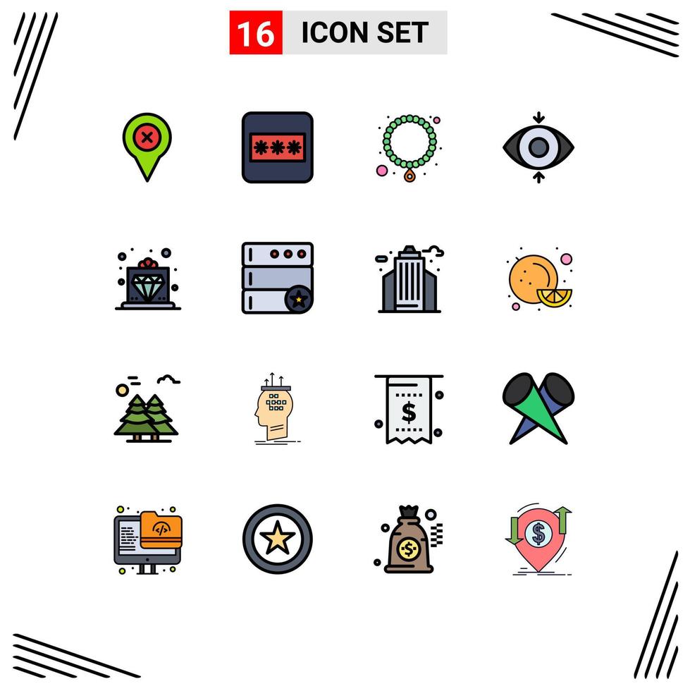 16 icônes créatives signes et symboles modernes de la base de données collier royal vue premium éléments de conception vectoriels créatifs modifiables vecteur