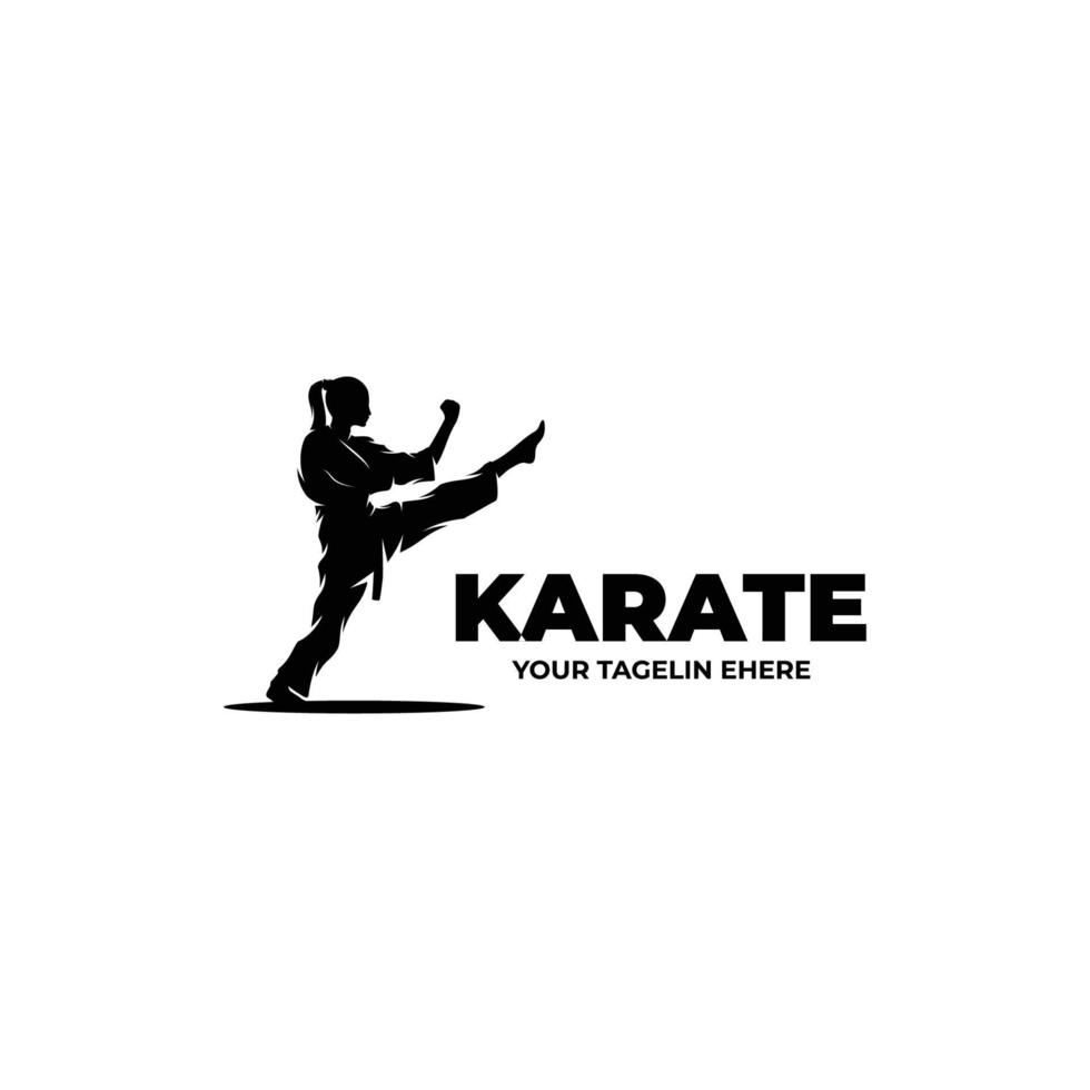 silhouette du modèle de conception de logo de karaté vecteur