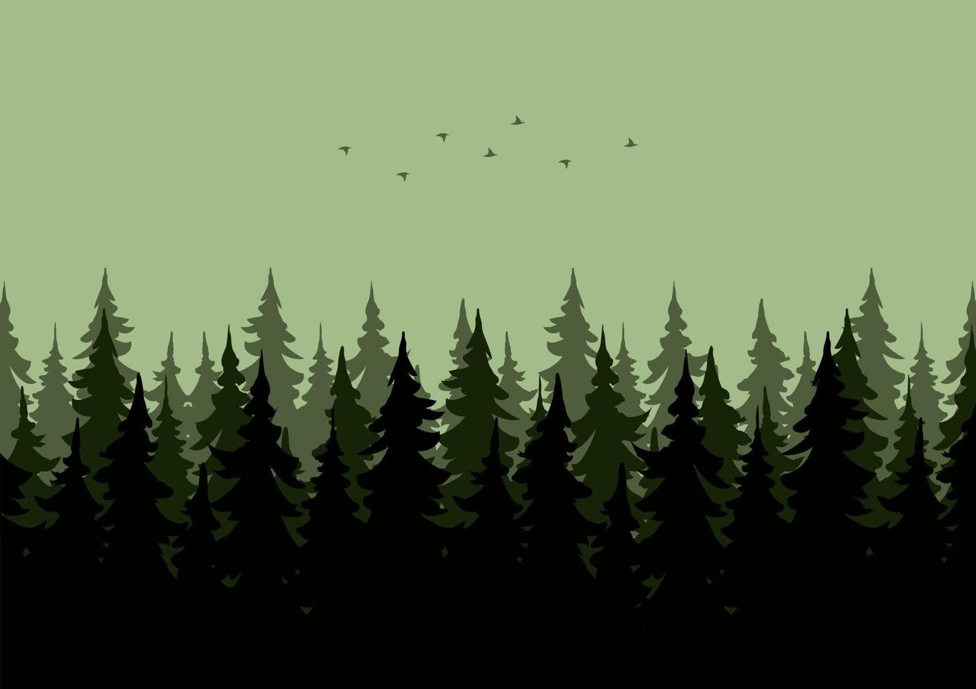 illustration vectorielle de forêts paysage avec une silhouette verte vecteur