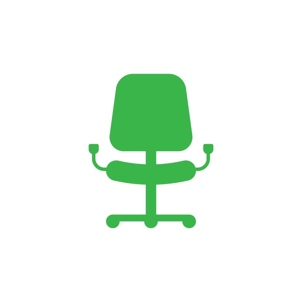 eps10 icône abstraite de fauteuil vecteur vert ou logo isolé sur fond blanc. symbole de bureau ou de chaise de bureau dans un style moderne simple et plat pour la conception de votre site Web et votre application mobile