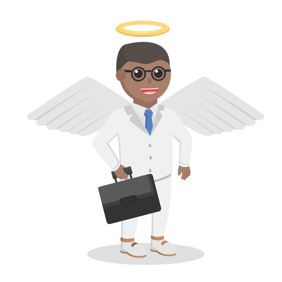 ange homme d'affaires africain avec illustration de conception de porte-documents sur fond blanc vecteur