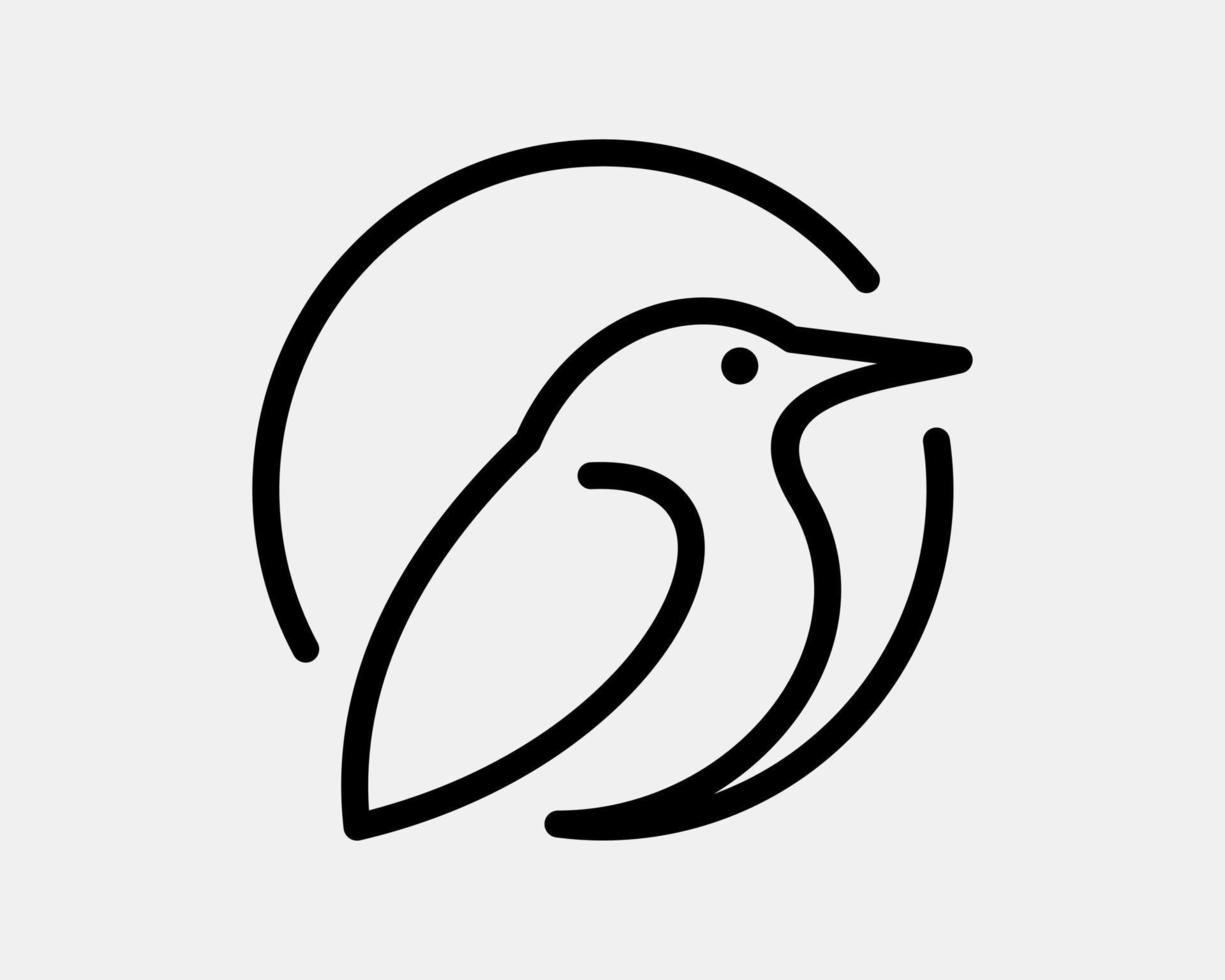 oiseau liberté mouche animal dessin au trait linéaire simple abstrait minimaliste cercle frontière vecteur logo création