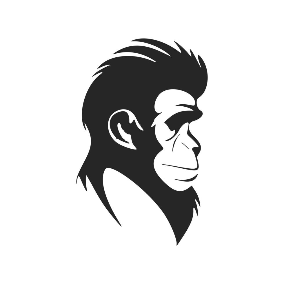 logo tête de singe noir et blanc minimaliste. parfait pour une marque de mode ou un produit haut de gamme. vecteur