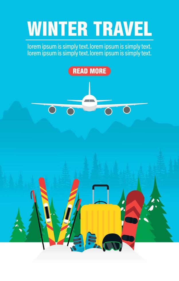 vacances d'hiver voyage web banner concept design plat vecteur