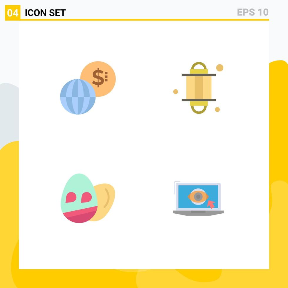 interface mobile icône plate ensemble de 4 pictogrammes d'éléments de conception vectoriels modifiables pour ordinateur portable léger moderne de pâques vecteur