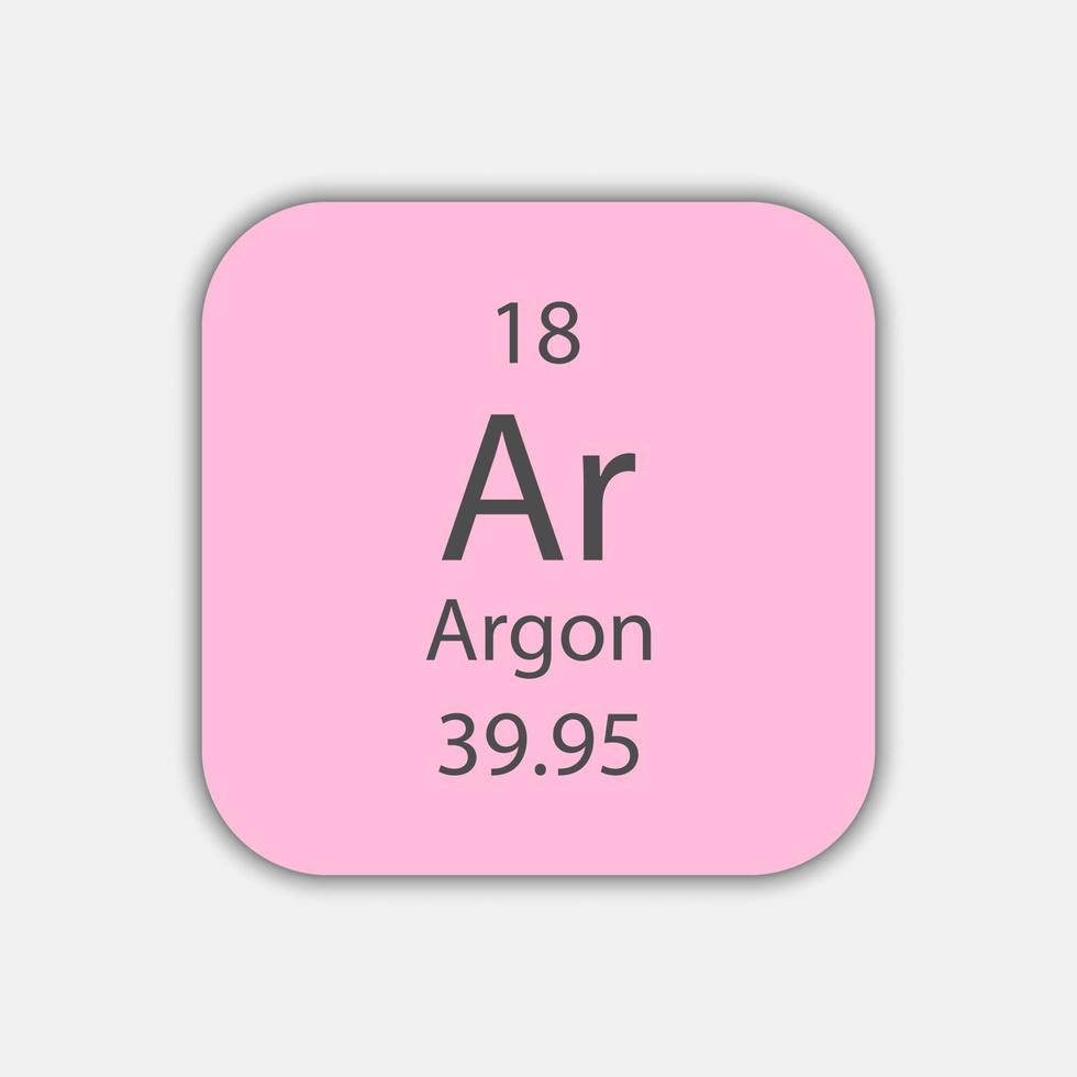 symbole argon. élément chimique du tableau périodique. illustration vectorielle. vecteur