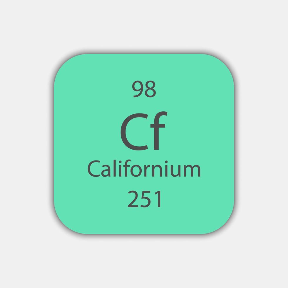 symbole de la Californie. élément chimique du tableau périodique. illustration vectorielle. vecteur