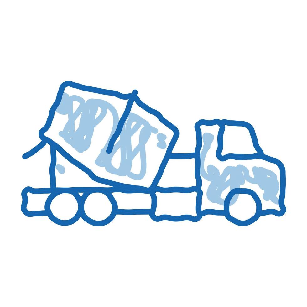 camion malaxeur à béton doodle icône illustration dessinée à la main vecteur