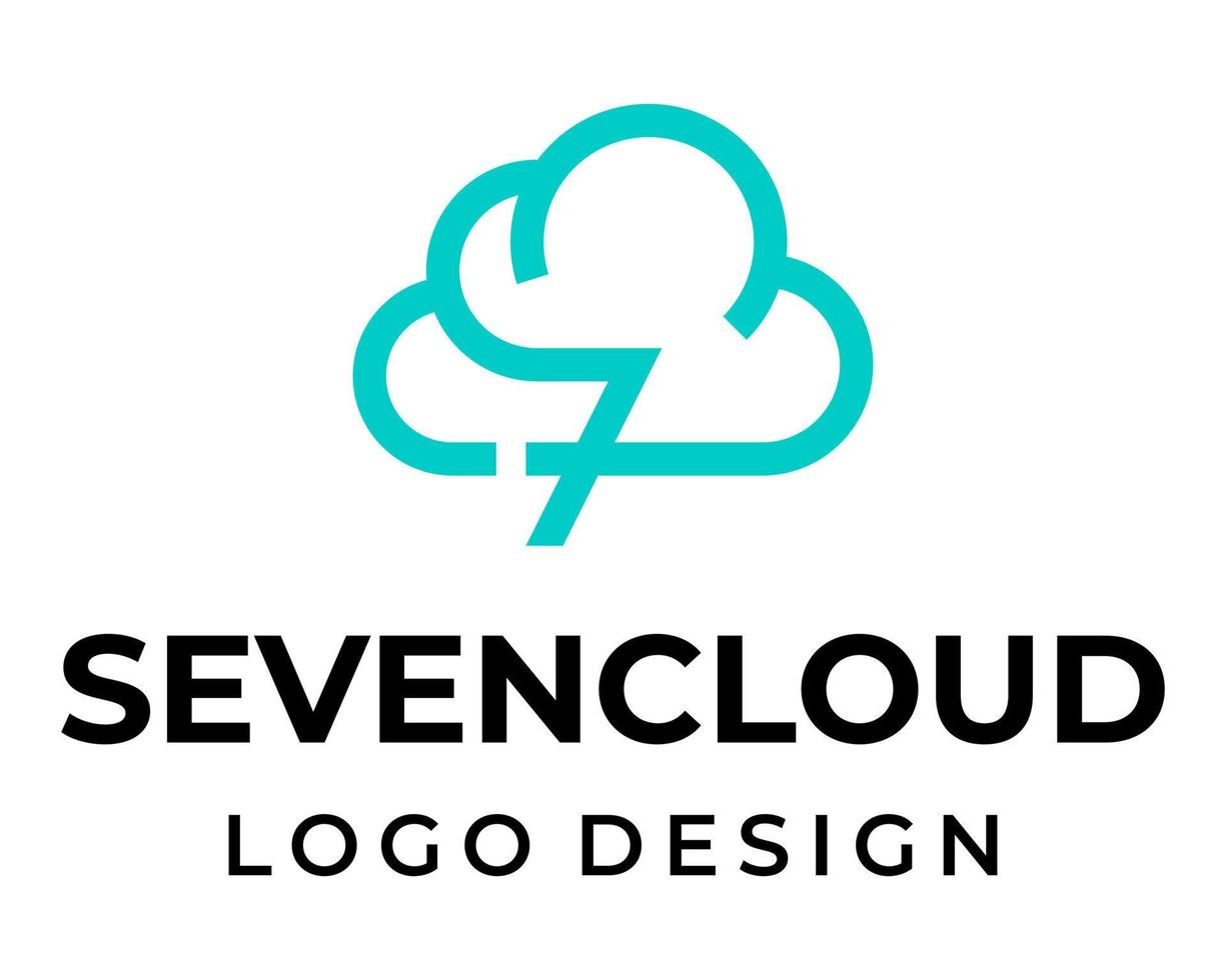 numéro 7 et création de logo cloud. vecteur