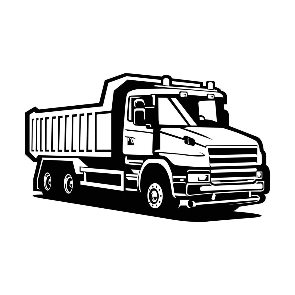 camion à benne basculante, camion à benne basculante, art vectoriel de silhouette de camion de déménagement isolé