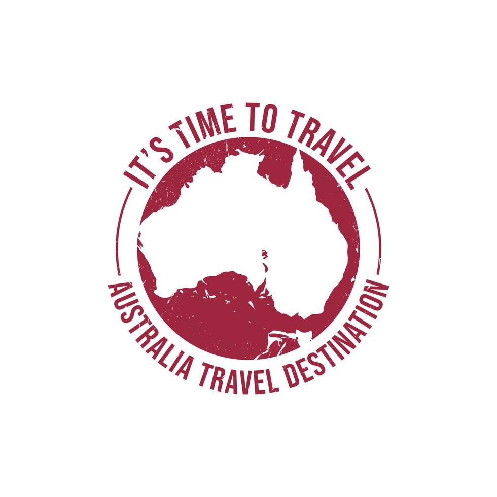 timbre en caoutchouc grunge avec le texte australie icône carte destination de voyage écrit à l'intérieur du timbre. le temps de voyager. vecteur de timbre en caoutchouc grunge destination voyage asie