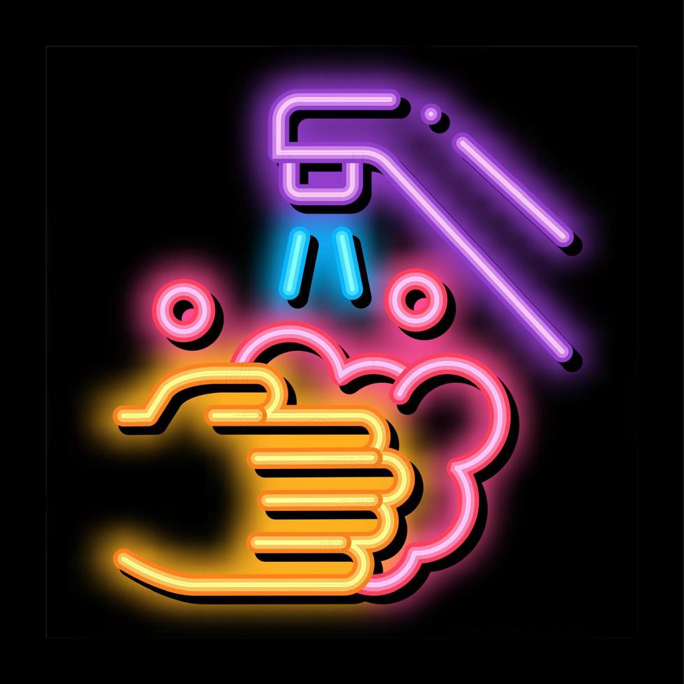 illustration de l'icône de lueur au néon du robinet d'eau de lavage des mains vecteur