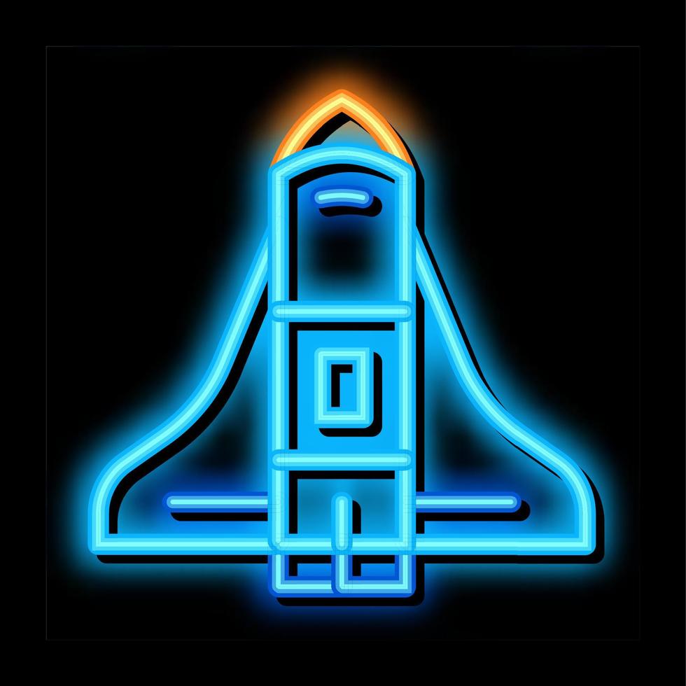 navette spatiale vaisseau spatial néon lueur icône illustration vecteur