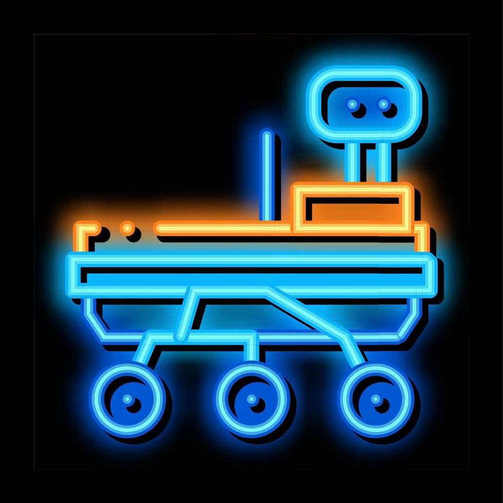 exploration mars rover néon lueur icône illustration vecteur