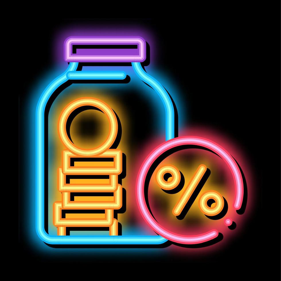 bocal en verre bonus néon lueur icône illustration vecteur