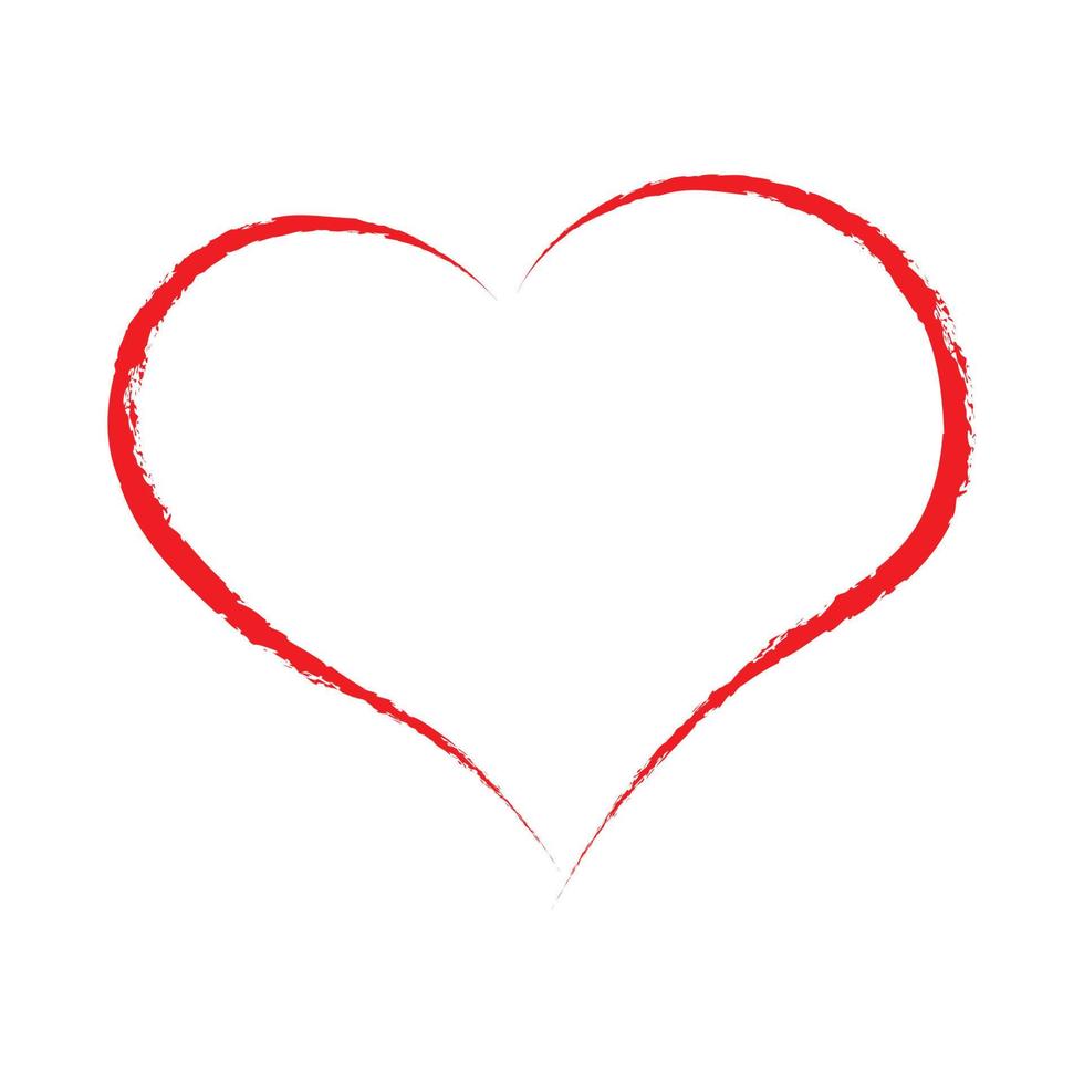 cadre en forme de coeur rouge. coup de pinceau rugueux grunge. éléments de design décoratifs pour la saint-valentin. isolé sur fond blanc vecteur