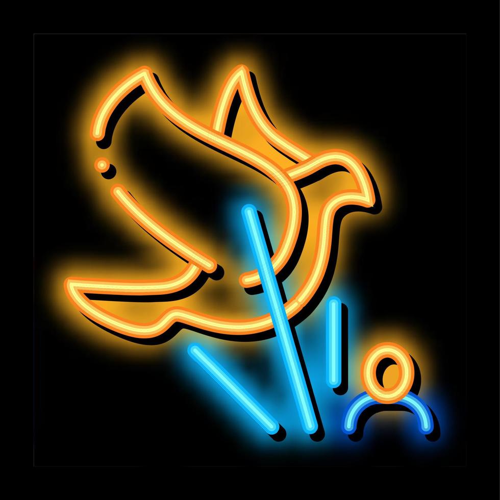 illustration de l'icône de lueur au néon de l'homme et de l'air pigeon vecteur