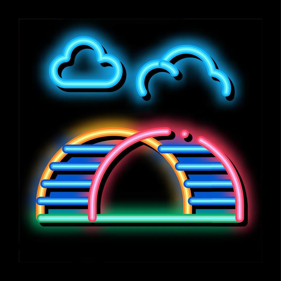 échelle de colline semi-circulaire arc-en-ciel néon lueur icône illustration vecteur