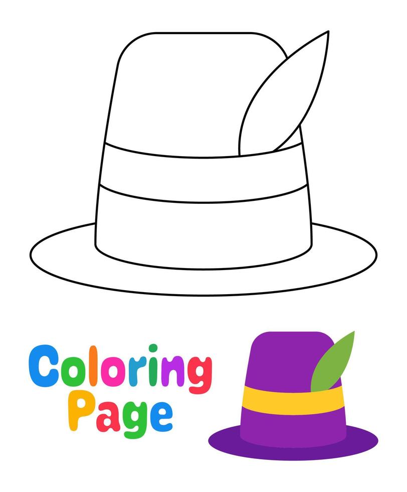 coloriage avec chapeau de carnaval pour les enfants vecteur